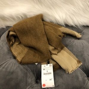 NWT Zara Man Brown Checkered Scarf